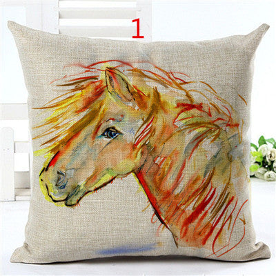 2016 New Arrival High Quality Horse Home living Cotton linen Decorative Pillow Throw Pillow  Square Cojines