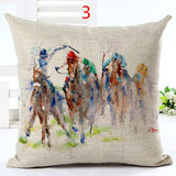 2016 New Arrival High Quality Horse Home living Cotton linen Decorative Pillow Throw Pillow  Square Cojines