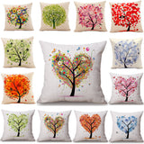 Season Life Tree Cotton Linen Colorful Decorative Pillow Case Chair Square Waist and Seat 45x45cm Pillow Cover Home Textile